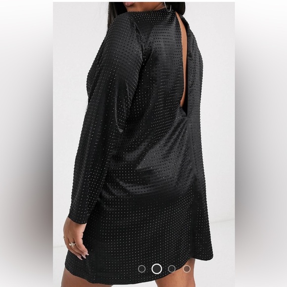 ASOS Curve Studded Satin Black Shift Dress Plus Size 18 Women’s Dress. Sparkly! - Picture 2 of 12